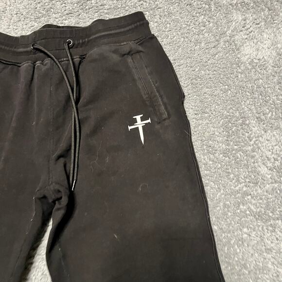 Three Nails Joggers Pants Womens Small Black Pull On Drawstring Pockets - Picture 3 of 8